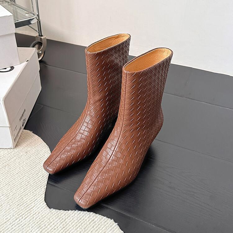 2025 höst och vinter nya tjockklack mångsidiga chao eld korta stövlar dam varma sammet gao kvalitet nakna stövlar tunna Martin