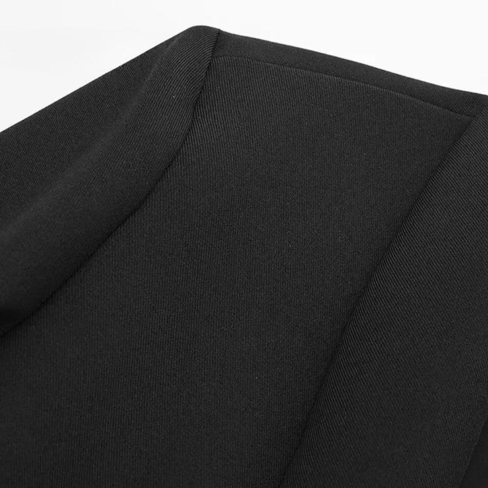 Women Fashion Satin Black with Feather Blazer Jacket Vintage Notched Neck Single Button Long Sleeves Female Outfits