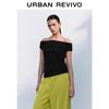 UR Women's Elegant Off-Shoulder Ruched Cropped T-Shirt