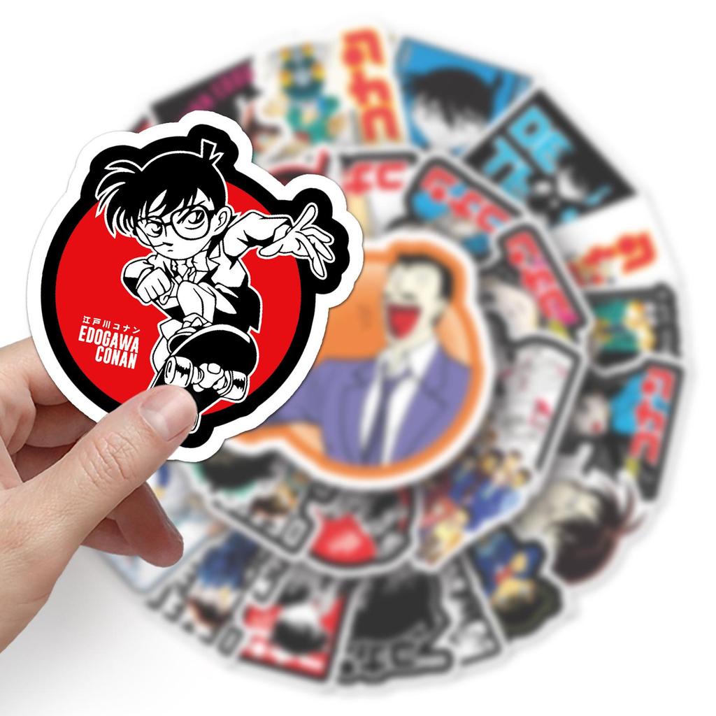 50 Japanese Anime Conan Character Waterproof Motorcycle Stickers - 50 Sheets of Creative Graffiti Style Decor.