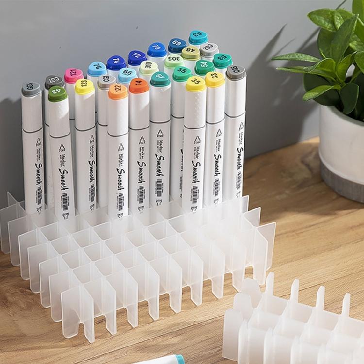 Portable Plastic Art Supply Organiser with Handle Multi Compartment Marker Storage Box For Neat Desktop Arrangement