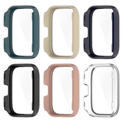 Case Glass Screen Protector Anti-Scratch Glass Case Hard PC Case with Tempered Glass Screen Protector for Amazfit Bip 5 Unity