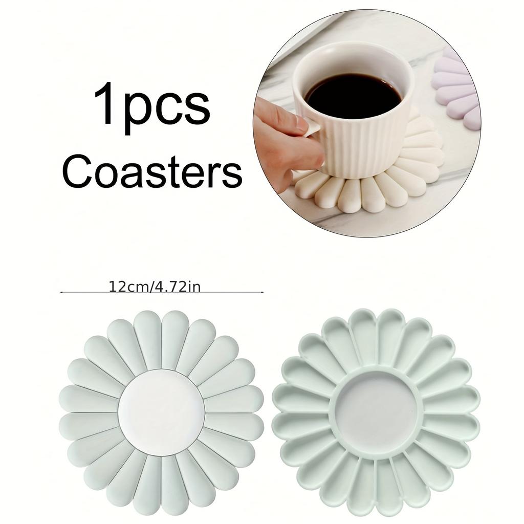 1A silicone pad | Anti-slip and heat-resistant Modern Daisy Flower Design Easy-to-clean cup mats and pot holders Suitable for kitchen