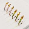 6/10Pcs/Set -Dry Flies Fly Fishing Flies Bait Brasshead Nymph White&Yellow Bait Fishing for Pike Trout Salmon Bass Fly Fishing Flies-Sizes#10