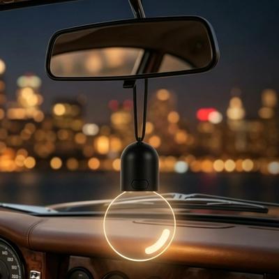 Acrylic LED Light Bulb Car Pendant Auto Rearview Mirror Hanging Ornament USB Charger Motion Activated Interior Styling Charms