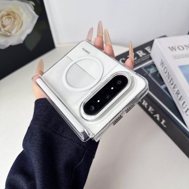 Custodia Pieghevole Trasparente Opaca per Telefono Puraxmax Guscio Magnetico Cover Acrilica Antiurto in Bianco Trasparente Nero Oro