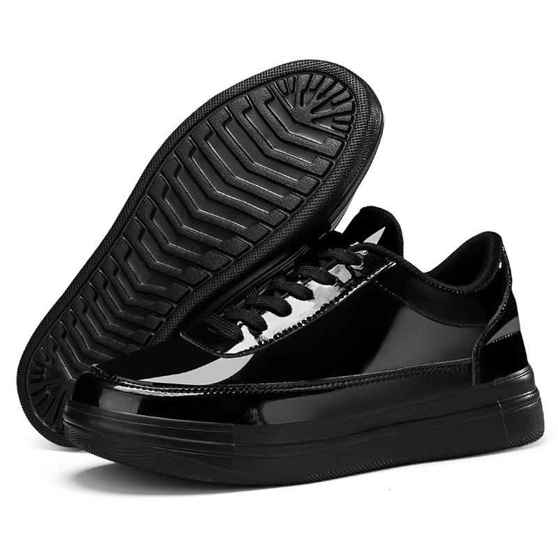 Fashion Men Shoes Lacquer Leather with Shiny Surface and Thick Base Fashion Casual Sport Lamp Party Golden Black Boots Flats Sneaker