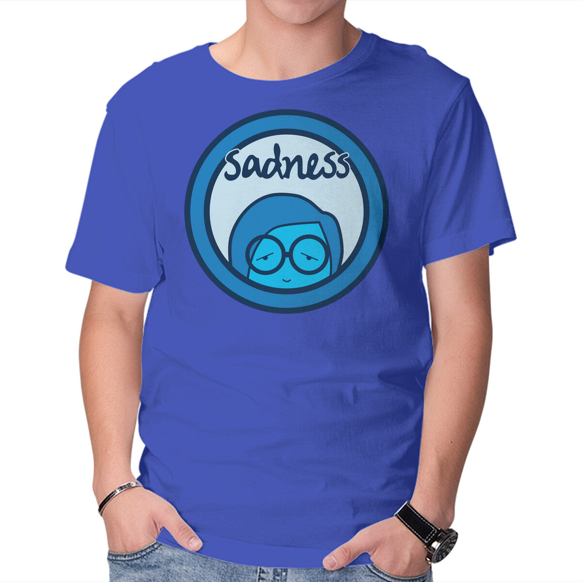 Unisex Crew Neck T-Shirt Sadness Graphic Short Sleeve Casual Tee XL
