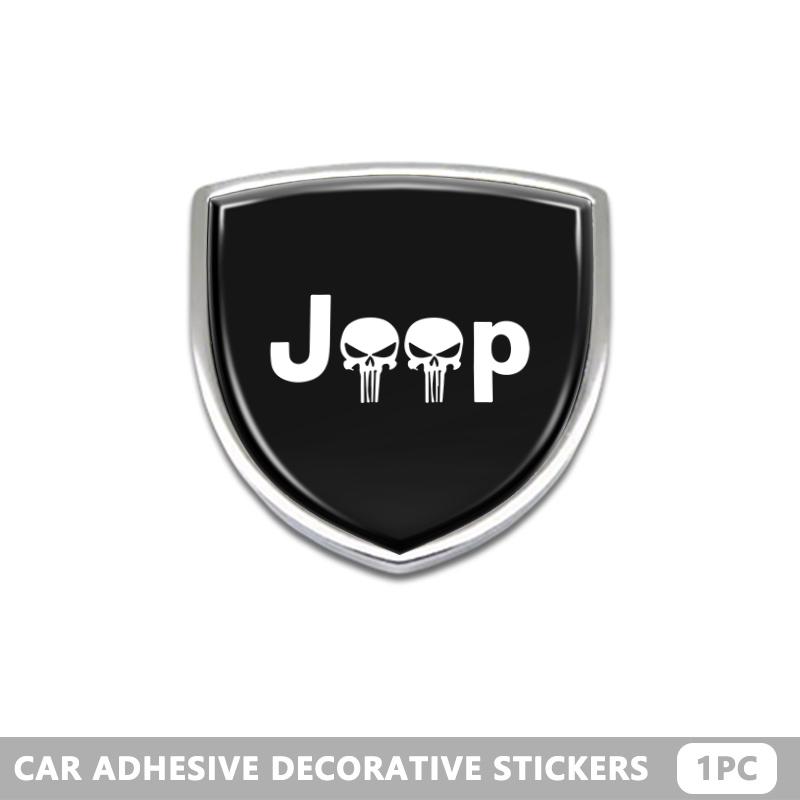Car Personalized Decor Sticker Silver Shield Shape Emblem For Jeep Cherokee Patriot Liberty Wrangler JK JL Commander ALZ1