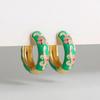 Vintage Multicolor Enamel Flower Round Hoop Earrings Boho Gold Color Circle Round Earrings Statement Jewelry Gifts for Women