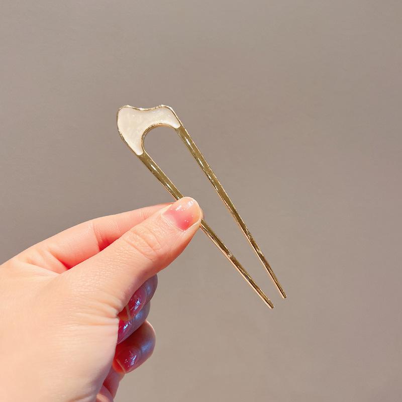 New Retro Temperament Pearl U-shaped Hairpin Pill Head Plate Hair Ware Hairpin Hairpin Headwear