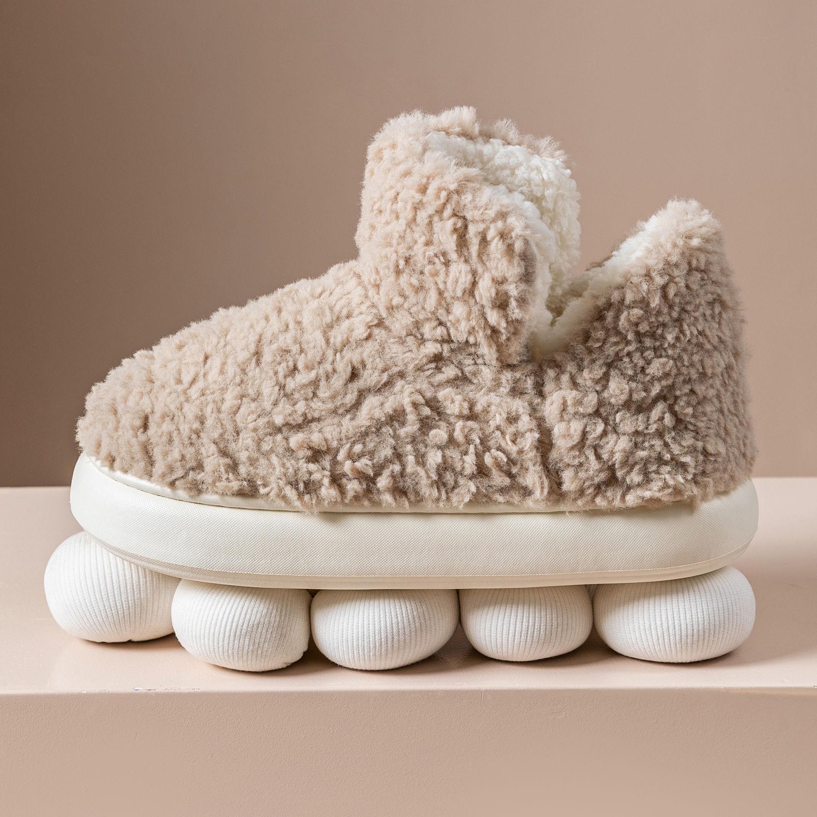 

Чоботи з м’якої піни з ефектом пам’яті для унісекс Зима Теплі чоботи Fuzzy House для жінок і чоловіків Домашнє взуття Високі тапочки з флісовою підкладкою Домашні черевики 44-45(for 43-44) коричневий