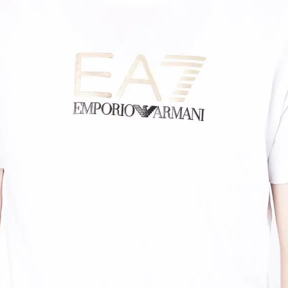 Emporio Armani EA7 SS22 Gold Logo Round Neck Short Sleeve T-Shirt Men Tops 3LPT24-PJM9Z-1100
