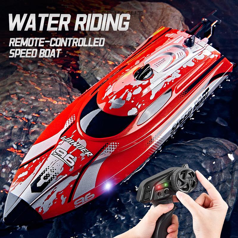 High-speed Remote Control Boat with Waterproof Illuminated 25KM/H RC Speedboat Outdoor Water Electric Toys for Children Kid Gift