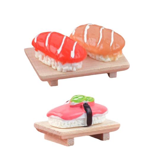 1 Set 1:12 Dollhouse Food Realistic Miniature Sushi Model with Plate Pretend Play Toy for Micro Landscape