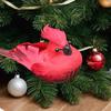 2Pcs Cardinal Clip On Christmas Tree Ornaments Artificial Red Birds Ornament for DIY Christmas Tree