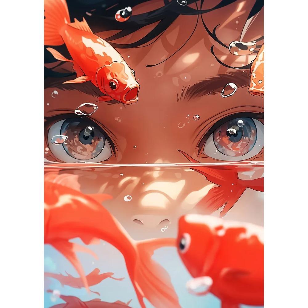 Classic Surreal Golden Koi Fish Posters Fishes Swimming Anime Art Prints Canvas Painting Wall Pictures Home Living Room Decor