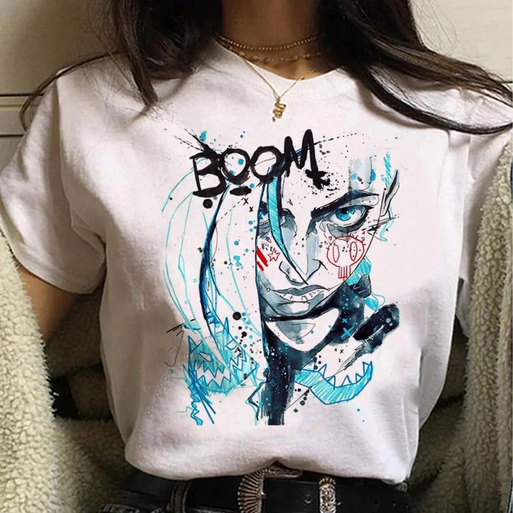 Jinx Arcane Printed T Shirt Anime Cosplay Tees Tops Women Men Aesthetic Short Sleeve Cartoon T-shirt Summer Streetwear Clothes