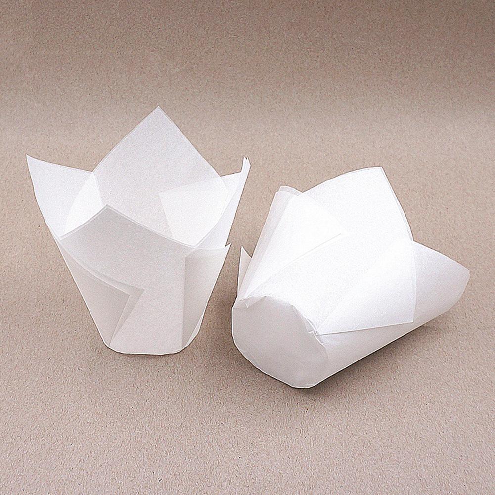 

50PCS Anti-Oil Flame Shape Baking Cups Cupcake Wrapper for Muffin Mousse Kitchen Home Bakeware White5 * 5.5cm#0