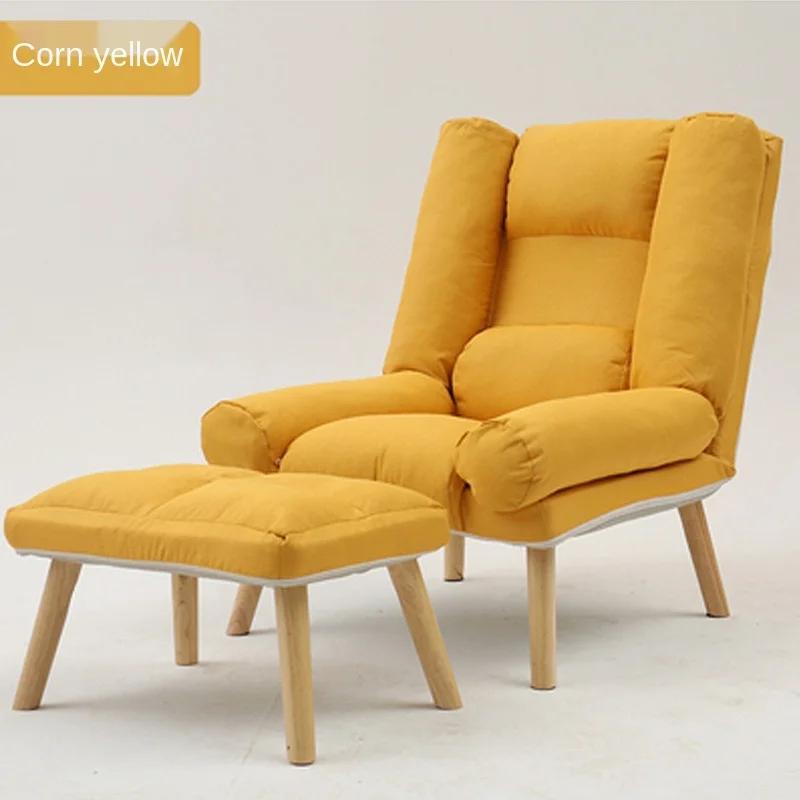 Lazy Single Small Sofa - Reclining Chair for Small Families, Balcony & Bedroom, Foldable Nordic Style, Modern Simple Seating