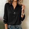 Women's Elegant Long Sleeve Shirt with Brooch Pin, Fashion Blouse for Work and Daily Wear