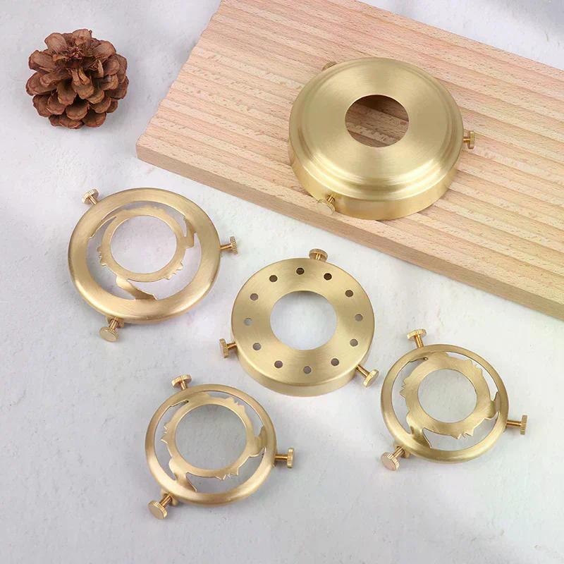 1Pc Vintage Brass Three Holes Ring E27 E14 Lampshade With Screw Fixed Ring Holder DIY Lighting Shade And Socket Connected Holder