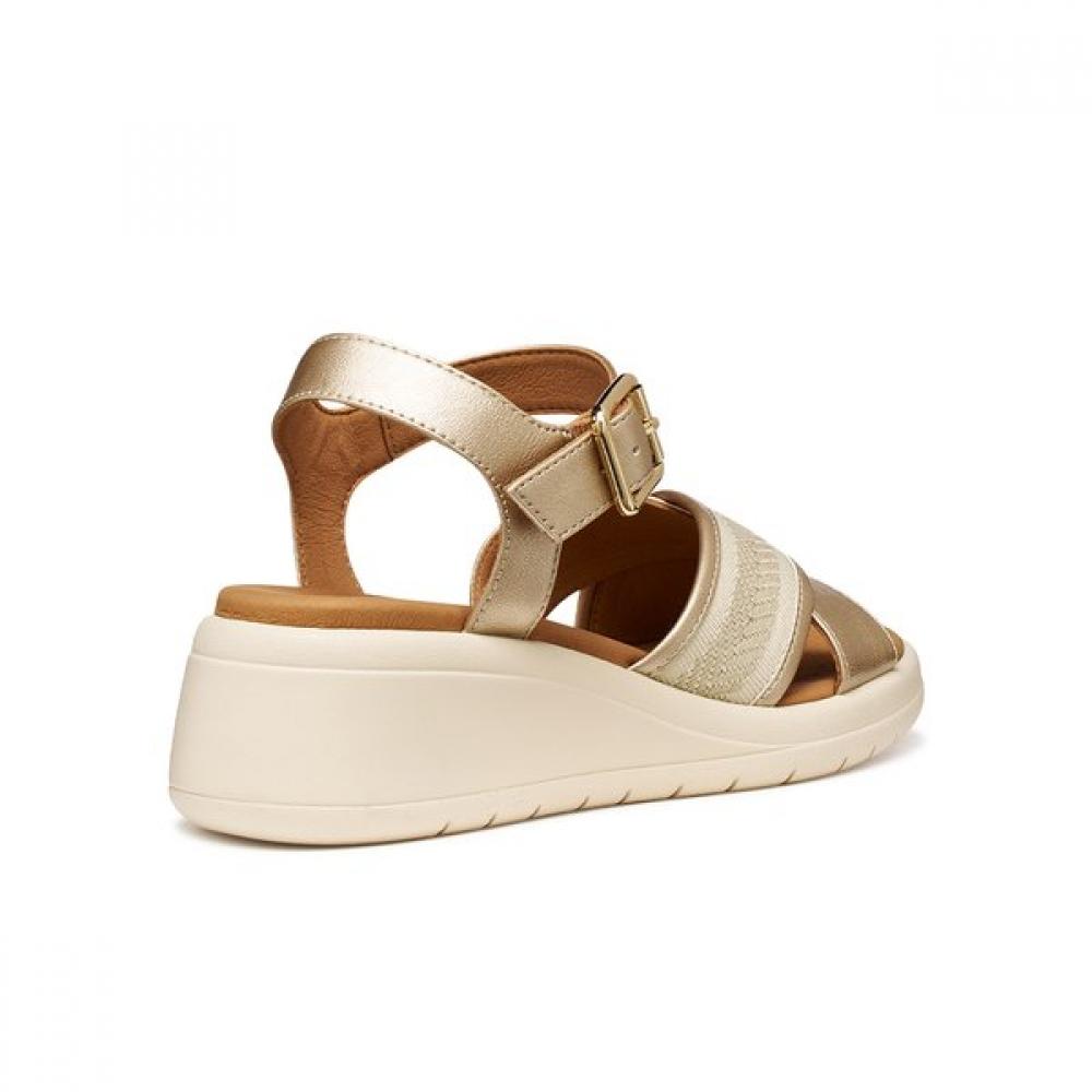 Geox Women S Comfort Wedge Heel Strap Sandal Meliconia Gold 8gx0eg6m8d