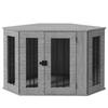 Dog Crate Furniture Side Table, with Cushion, 104 x 55 x 63cm - Grey