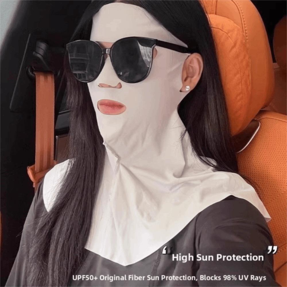 Modischer Sonnenschutz Eis-Seide Gesichtsschleier Einfarbige Polyester-Sonnencreme-Maske Atmungsaktive Gesichtsabdeckung Nackenschutz Outdoor