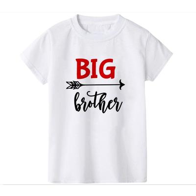2026 New Childrens Tshirt Little Sister Big Brother Printed Round Neck Parent Child Clothing Summer Top for Boys and Girls