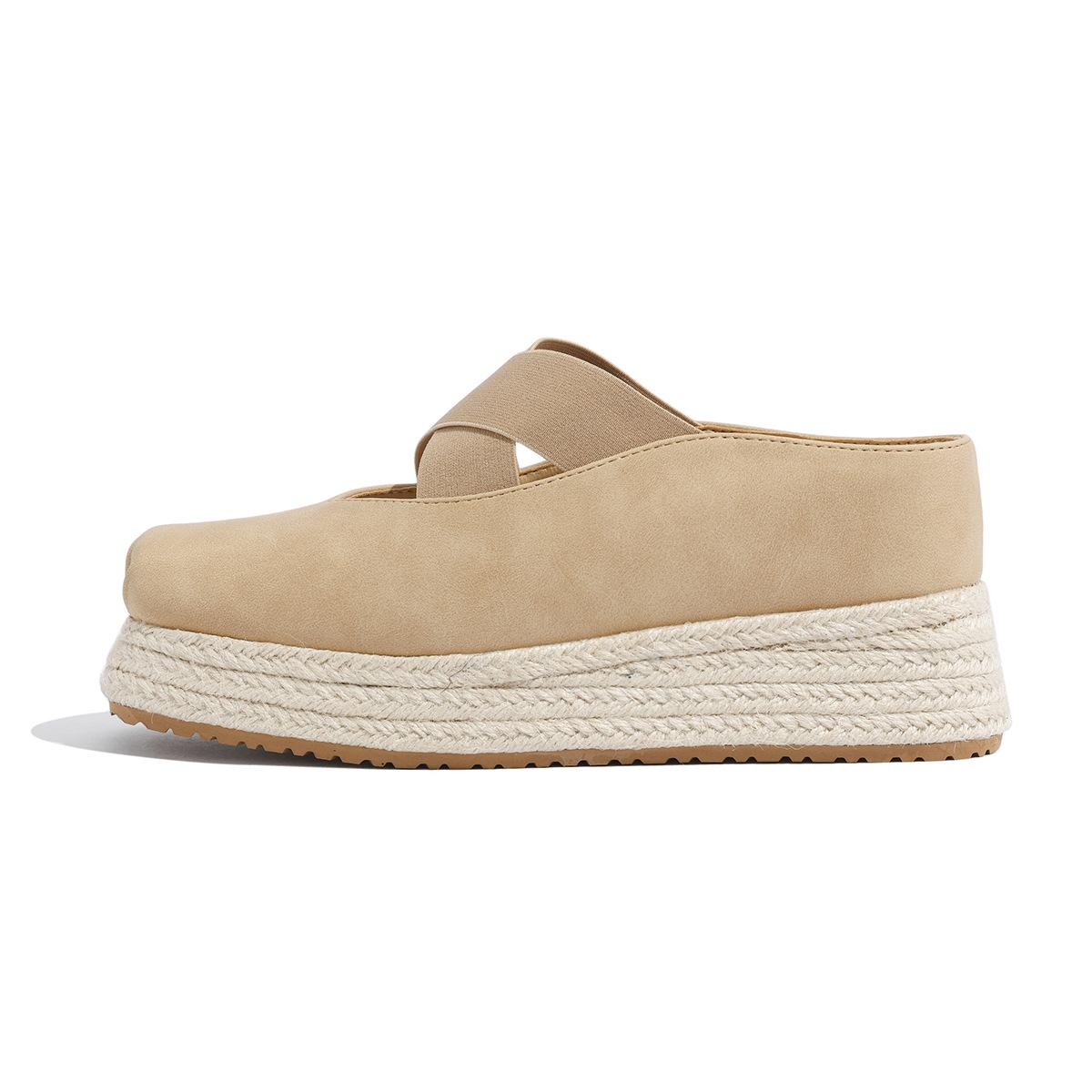 

Кожаные балетки высокого класса, нишевые, на толстой подошве, туфли Мэри Джейн, с внутренней платформой, с закрытым носком, шлепанцы, женская летняя обувь, на высоком каблуке 35 абрикосовый