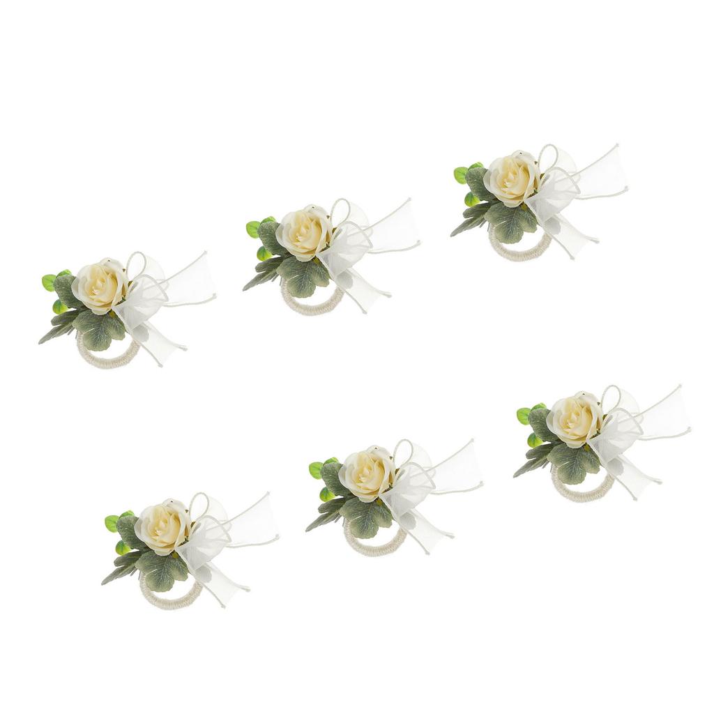 Pack of 6 Elegant Floral Table Decors Napkin Rings Faux Flower Napkin Rings Versatile Table Decors for Various Occasions