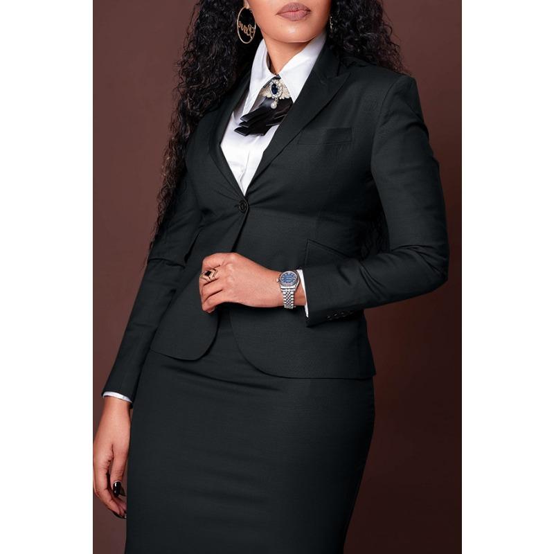 Women's Professional Two-Piece Suit Set, Long Sleeve Blazer with High-Slit Pencil Skirt, Office Wear for Work,Women's Suit for Business