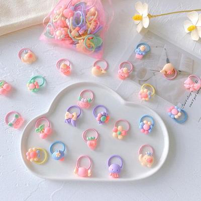 40Pcs/lot Baby Girl Hair Accessories Cute Flower Candy Baby Elastic Hair Ties Ponytail Holder Kids Girls Hair Ropes Rubber Band