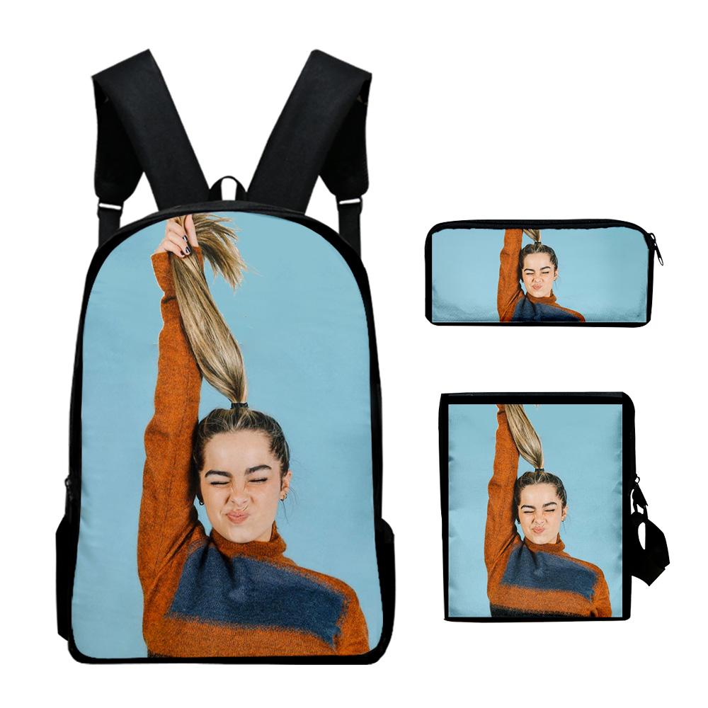 Klassieke Nieuwigheid addison rae 3D Print 3 stuks/Set leerling Schooltassen Laptop Dagrugzak Rugzak Schuinhangende schoudertas Etui
