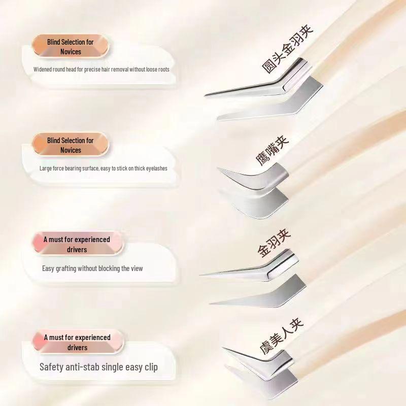Golden Feather Eyelash Extension Tweezers & Curler Set