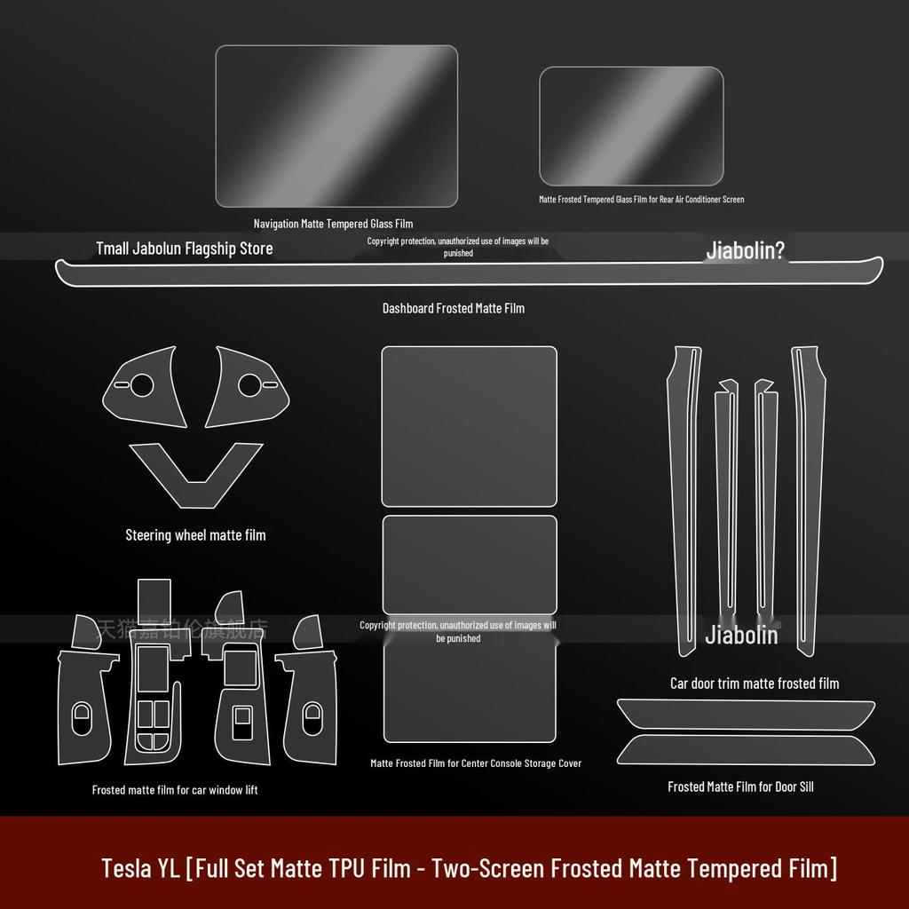 Fits 26 Tesla Models: Model YL Interior Protective Film & Frosted Tempered Screen Console Sticker Accessory