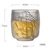 2pcs, Zen inspired glass teacup,Buddha head crystal glass master cup, Bar relief wineglass, Kung Fu tea set for home, 100ml