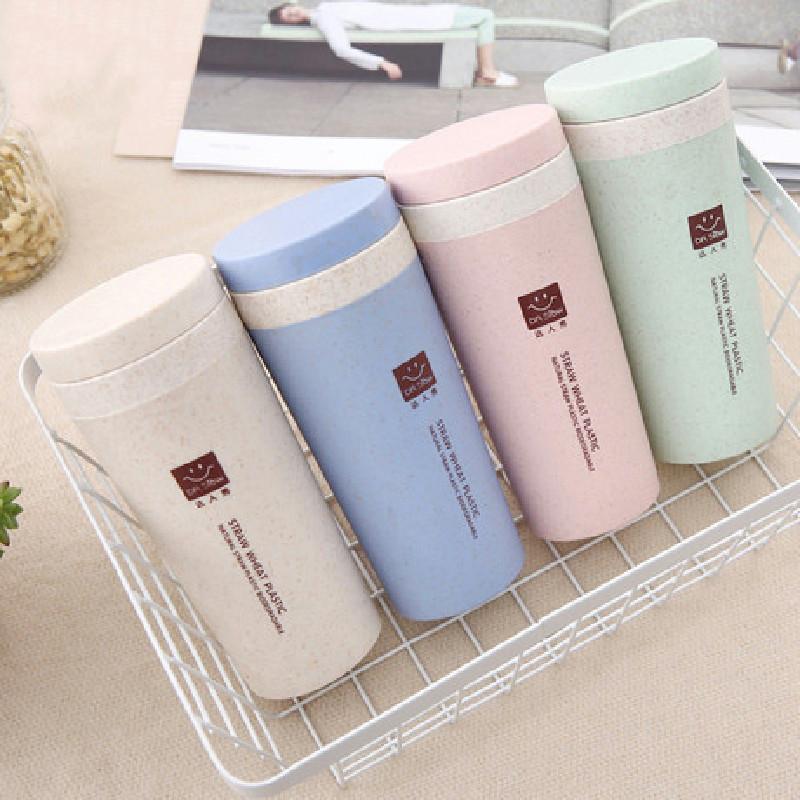 Travel Mug Thermo Bottle Office Coffee Tea Wheat Pattern Bottle Plastic Cups