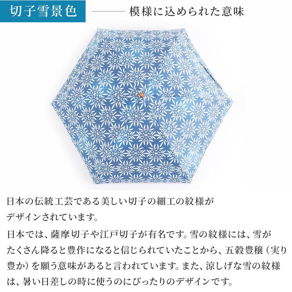 Kamawanu Folding Umbrella Folding Parasol Kiriko Snowscape Sunshade Respect for the Aged Birthday Parasol/Rain (Slim - Navy) / Water-repellent,