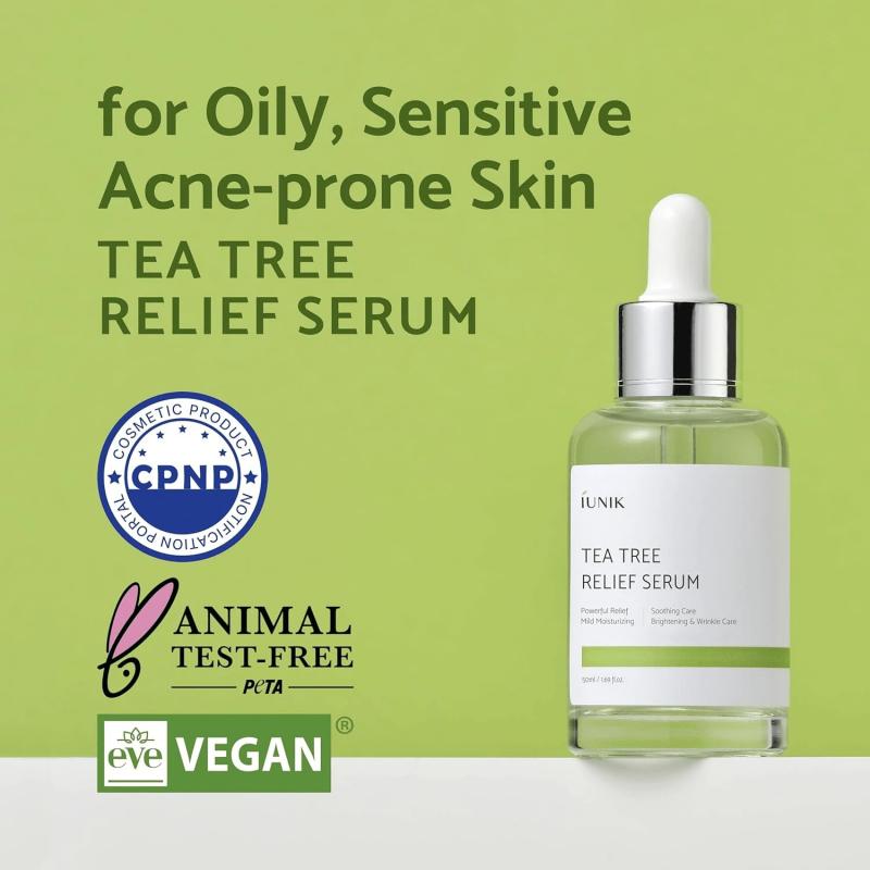 IUNIK Arbre à Thé 67% Apaisant Sérum Visage Végan 50ml - Non Collant