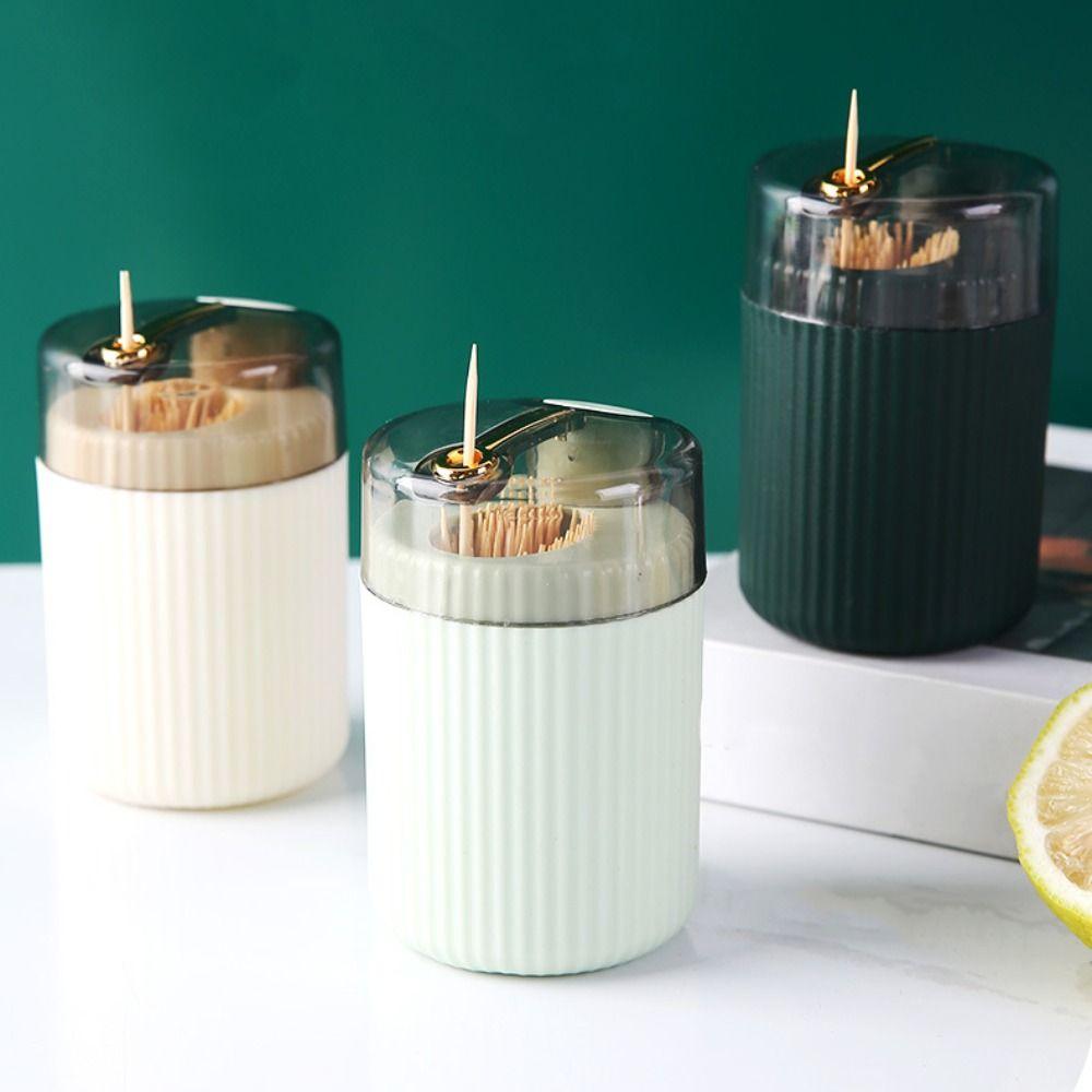 Automatic Toothpick Storage Box Push Type Plastic Toothpick Holder  Dining Table