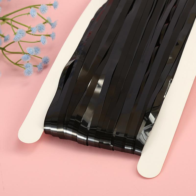 

Bright Rain Curtain Wedding Background Atmosphere Arrangement Birthday Party Decoration Supplies 1 * 2 Meters Tassel 1M * 1 чёрный
