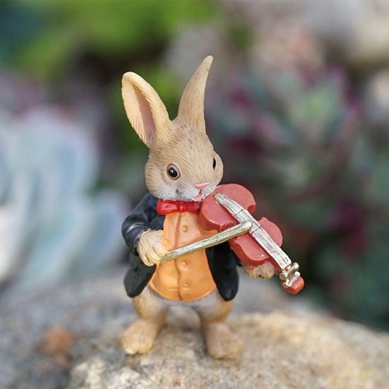 Resin Animal Garden Statue Cartoon Bunny Turtle Hedgehog Figurine for Fairy Garden Yard Lawn Indoor Outdoor Decor