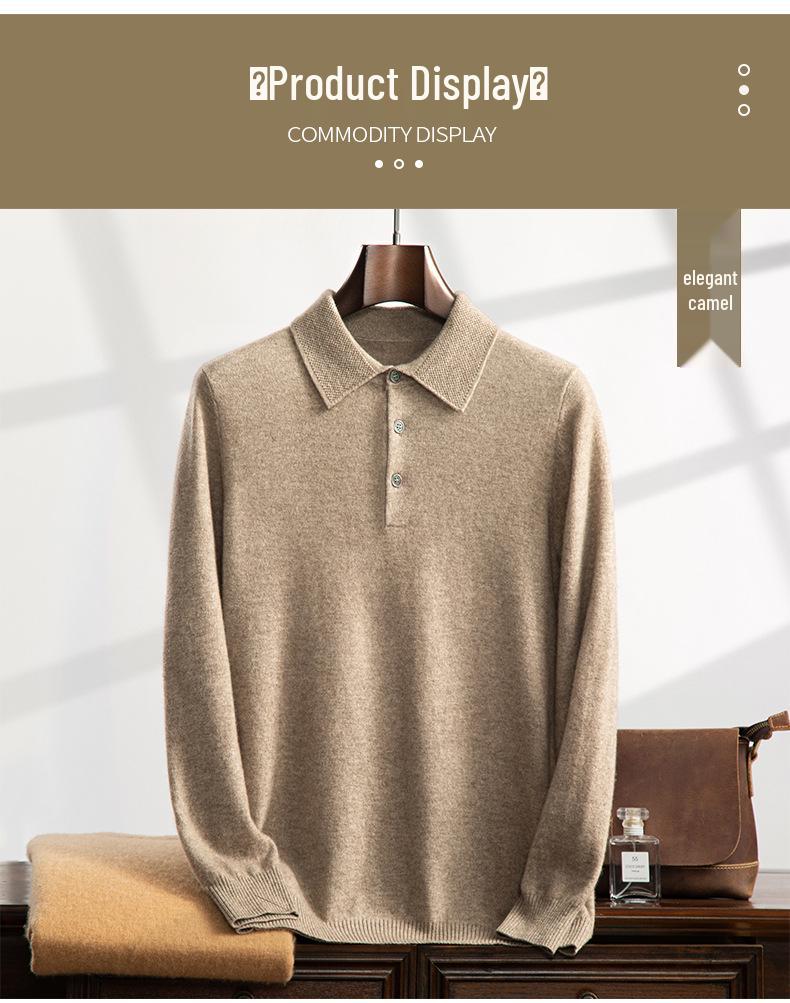 Men's Cashmere Polo Collar Sweater - Autumn/Winter Knit Base Layer