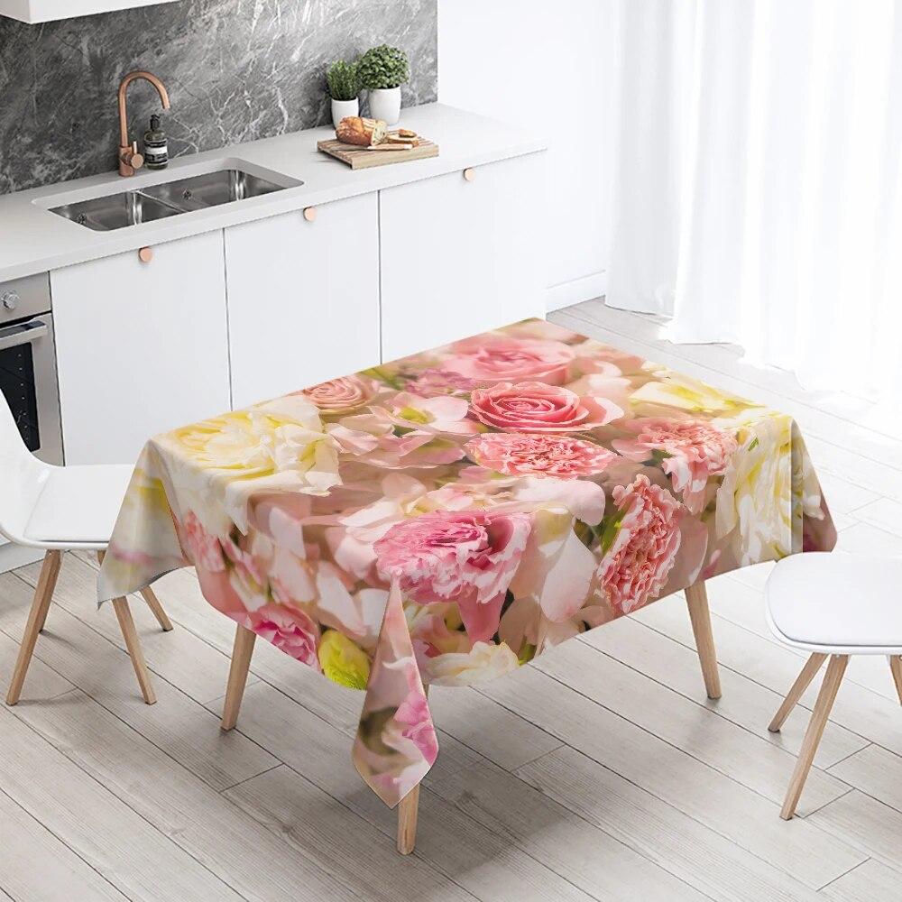 

Скатерть с цветком розы, украшение для ресторанного стола, свадьба, против пятен, прямоугольная домашняя 70x70cm