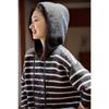 Demana Women's Striped Hooded Wool Blend Knit Sweater