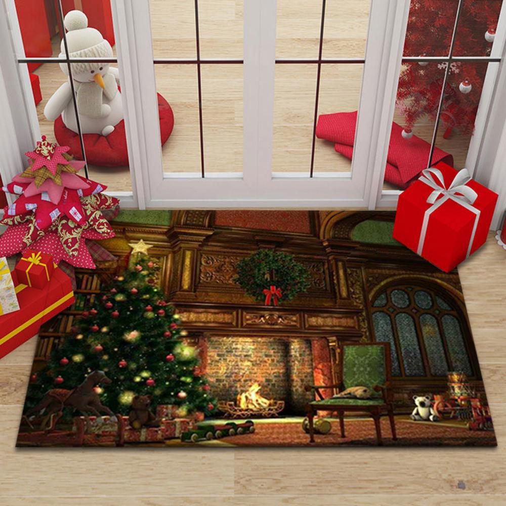 Merry Santa Holiday Design Doormat Durable Foot Mat for Festive Home Decor Hall Kitchen Living Room Bedroom Entry Mat