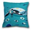 Creative Spaceman Astronaut Pillowcase Blue Green Cushion Cover Sofa Office Seat    Ornament Home Decoration