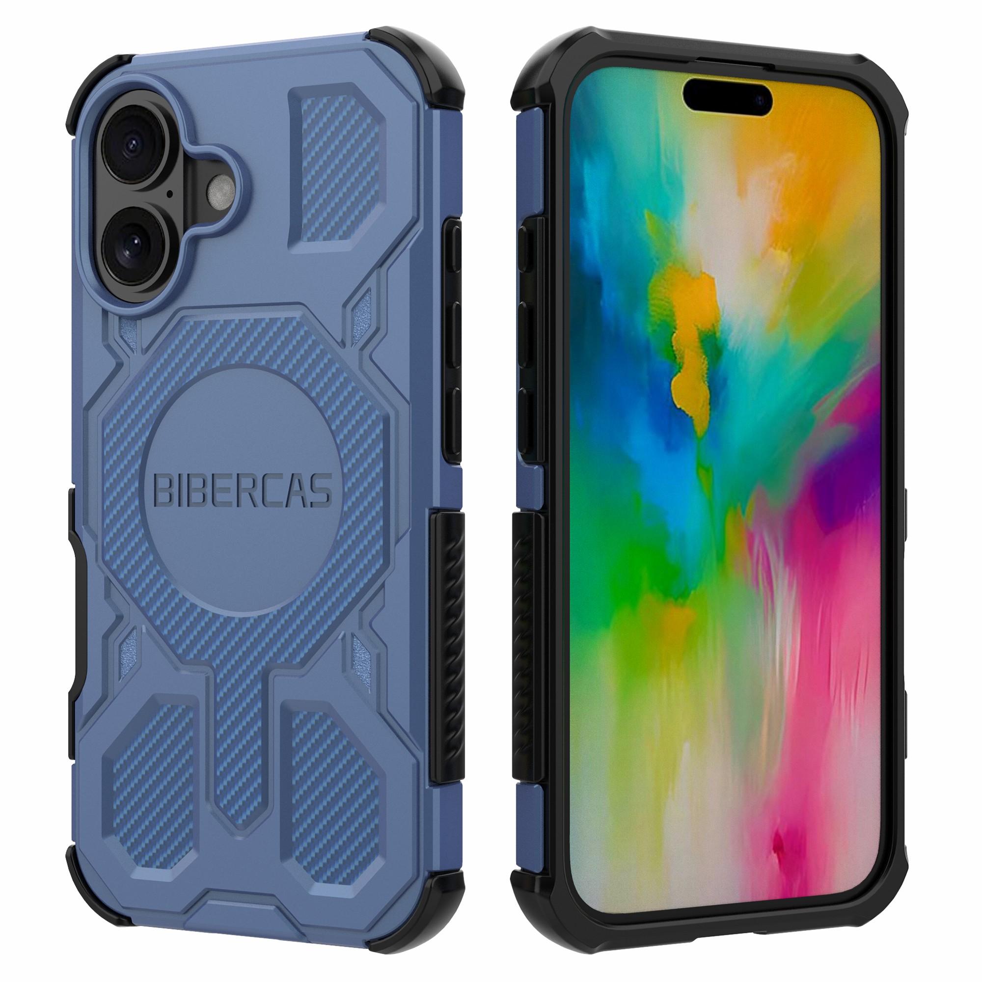 

BIBERCAS J-16 Series For iPhone 16 Case Compatible with MagSafe Anti Drop TPU+PC Phone Cover Blue